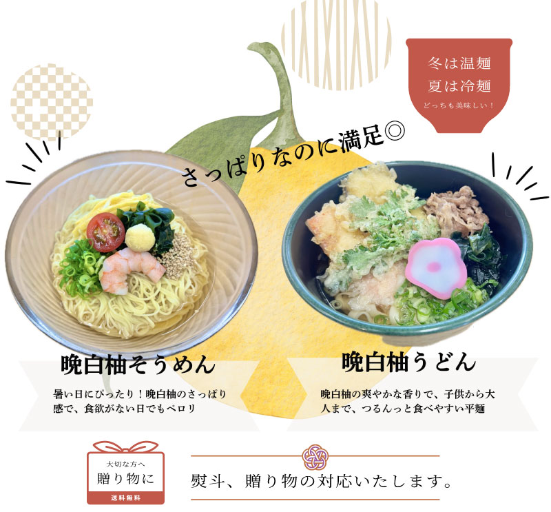 晩白柚うどん、そうめん